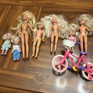 Vintage 80's 90's Mattel Junior Barbie Dolls Sisters Baby Bike‎